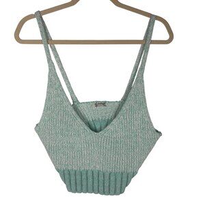 Intimately Free People M Cropped Sweater Top V-Neck Blue White y2k Boho